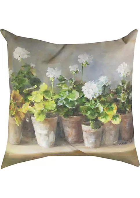 Woven Textile Company 18" Gray and Green Geranium Knife Edged Square Throw Pillow 2 Woven Textile Company 18" Gray and Green Geranium Knife Edged Square Throw Pillow - Image 2