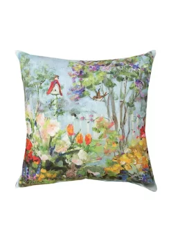 Woven Textile Company 18" Red Roof Birdhouse Square Throw Pillow