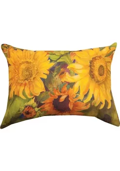 Woven Textile Company 18" Yellow and Green Sunny Faces Floral Rectangular Decorative Throw Pillow