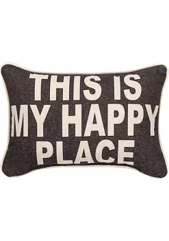Woven Textile Company 12.5" Brown and Beige "THIS IS MY HAPPY PLACE" Decorative Throw Pillow