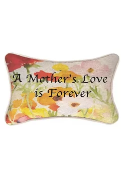 Woven Textile Company 12.5" Red and Pink "Mothers Love" Rectangular Throw Pillow