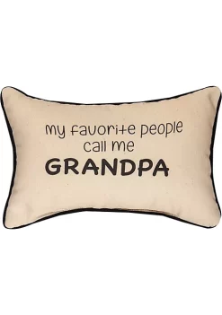 Woven Textile Company 12.5" Beige and Black "my favorite people call me GRANDPA" Decorative Throw Pillow